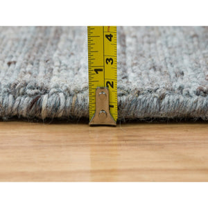8'x8' Arsenic Gray, Modern Striae Design, All Wool Hand Loomed, Soft Pile, Round Oriental Rug FWR393312