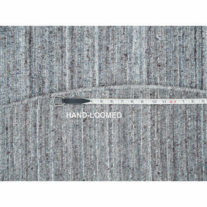 8'x8' Arsenic Gray, Modern Striae Design, All Wool Hand Loomed, Soft Pile, Round Oriental Rug FWR393312