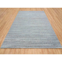 Load image into Gallery viewer, 9&#39;x12&#39; Arsenic Gray, Soft and Vibrant Pile, Hand Loomed, Modern Striae Design, Organic Wool, Oriental Rug FWR393318
