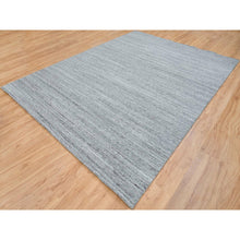 Load image into Gallery viewer, 9&#39;x12&#39; Arsenic Gray, Soft and Vibrant Pile, Hand Loomed, Modern Striae Design, Organic Wool, Oriental Rug FWR393318