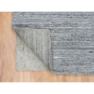 9'x12' Arsenic Gray, Soft and Vibrant Pile, Hand Loomed, Modern Striae Design, Organic Wool, Oriental Rug FWR393318
