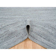 Load image into Gallery viewer, 9&#39;x12&#39; Arsenic Gray, Soft and Vibrant Pile, Hand Loomed, Modern Striae Design, Organic Wool, Oriental Rug FWR393318