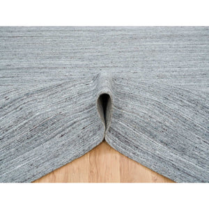 9'x12' Arsenic Gray, Soft and Vibrant Pile, Hand Loomed, Modern Striae Design, Organic Wool, Oriental Rug FWR393318