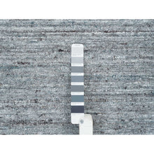 Load image into Gallery viewer, 9&#39;x12&#39; Arsenic Gray, Soft and Vibrant Pile, Hand Loomed, Modern Striae Design, Organic Wool, Oriental Rug FWR393318