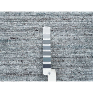 9'x12' Arsenic Gray, Soft and Vibrant Pile, Hand Loomed, Modern Striae Design, Organic Wool, Oriental Rug FWR393318