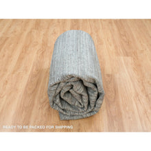 Load image into Gallery viewer, 9&#39;x12&#39; Arsenic Gray, Soft and Vibrant Pile, Hand Loomed, Modern Striae Design, Organic Wool, Oriental Rug FWR393318