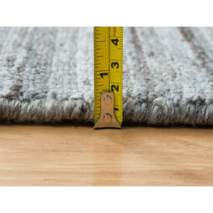 9'x12' Arsenic Gray, Soft and Vibrant Pile, Hand Loomed, Modern Striae Design, Organic Wool, Oriental Rug FWR393318