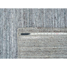Load image into Gallery viewer, 9&#39;x12&#39; Arsenic Gray, Soft and Vibrant Pile, Hand Loomed, Modern Striae Design, Organic Wool, Oriental Rug FWR393318