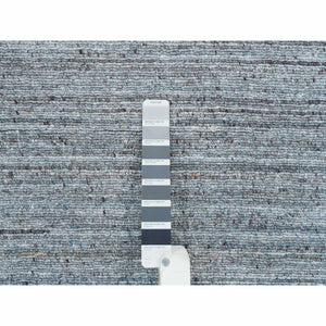 8'1"x10' Arsenic Gray, Hand Loomed, Modern Striae Design, Soft Pile Organic Wool, Oriental Rug FWR393330