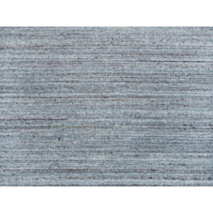 8'1"x10' Arsenic Gray, Hand Loomed, Modern Striae Design, Soft Pile Organic Wool, Oriental Rug FWR393330