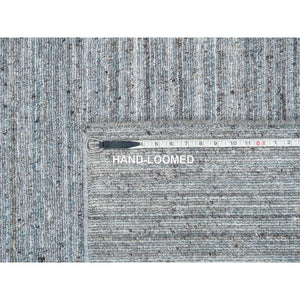 8'1"x10' Arsenic Gray, Hand Loomed, Modern Striae Design, Soft Pile Organic Wool, Oriental Rug FWR393330