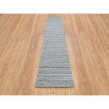 Load image into Gallery viewer, 2&#39;7&quot;x14&#39; Arsenic Gray, Pure Wool Thick And Plush, Hand Loomed, Modern Striae Design, Tone On Tone, Runner Oriental Rug FWR393342