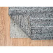 Load image into Gallery viewer, 2&#39;7&quot;x14&#39; Arsenic Gray, Pure Wool Thick And Plush, Hand Loomed, Modern Striae Design, Tone On Tone, Runner Oriental Rug FWR393342