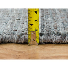 Load image into Gallery viewer, 2&#39;7&quot;x14&#39; Arsenic Gray, Pure Wool Thick And Plush, Hand Loomed, Modern Striae Design, Tone On Tone, Runner Oriental Rug FWR393342
