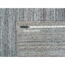 Load image into Gallery viewer, 2&#39;7&quot;x14&#39; Arsenic Gray, Pure Wool Thick And Plush, Hand Loomed, Modern Striae Design, Tone On Tone, Runner Oriental Rug FWR393342