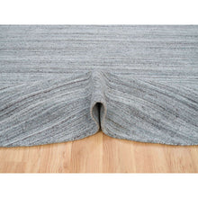 Load image into Gallery viewer, 11&#39;10&quot;x11&#39;10&quot; Arsenic Gray, Thick And Plush Plain Hand Loomed, Modern Striae Design, Organic Wool Soft Pile, Round Oriental Rug FWR393354