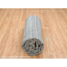 Load image into Gallery viewer, 11&#39;10&quot;x11&#39;10&quot; Arsenic Gray, Thick And Plush Plain Hand Loomed, Modern Striae Design, Organic Wool Soft Pile, Round Oriental Rug FWR393354