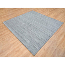 Load image into Gallery viewer, 8&#39;1&quot;x8&#39;1&quot;Arsenic Gray, 100% Wool Hand Loomed, Modern Striae Design Soft Pile, Square Oriental Rug FWR393366