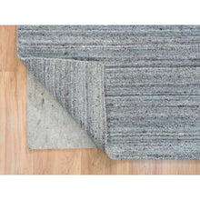 Load image into Gallery viewer, 8&#39;1&quot;x8&#39;1&quot;Arsenic Gray, 100% Wool Hand Loomed, Modern Striae Design Soft Pile, Square Oriental Rug FWR393366