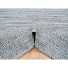 Load image into Gallery viewer, 8&#39;1&quot;x8&#39;1&quot;Arsenic Gray, 100% Wool Hand Loomed, Modern Striae Design Soft Pile, Square Oriental Rug FWR393366
