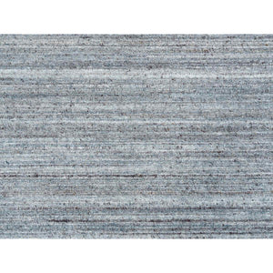 8'1"x8'1"Arsenic Gray, 100% Wool Hand Loomed, Modern Striae Design Soft Pile, Square Oriental Rug FWR393366