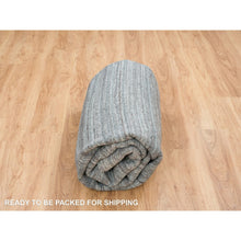 Load image into Gallery viewer, 8&#39;1&quot;x8&#39;1&quot;Arsenic Gray, 100% Wool Hand Loomed, Modern Striae Design Soft Pile, Square Oriental Rug FWR393366
