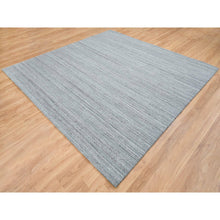 Load image into Gallery viewer, 10&#39;1&quot;x10&#39;1&quot; Arsenic Gray, All Wool Hand Loomed, Modern Striae Design Soft Pile, Square Oriental Rug FWR393372