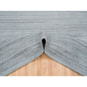 10'1"x10'1" Arsenic Gray, All Wool Hand Loomed, Modern Striae Design Soft Pile, Square Oriental Rug FWR393372