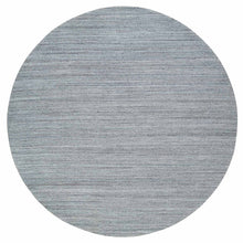 Load image into Gallery viewer, 10&#39;1&quot;x10&#39;1&quot; Arsenic Gray, Pure Wool Hand Loomed, Modern Striae Design, Soft Pile, Round Oriental Rug FWR393378