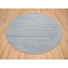Load image into Gallery viewer, 10&#39;1&quot;x10&#39;1&quot; Arsenic Gray, Pure Wool Hand Loomed, Modern Striae Design, Soft Pile, Round Oriental Rug FWR393378