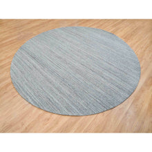 Load image into Gallery viewer, 10&#39;1&quot;x10&#39;1&quot; Arsenic Gray, Pure Wool Hand Loomed, Modern Striae Design, Soft Pile, Round Oriental Rug FWR393378