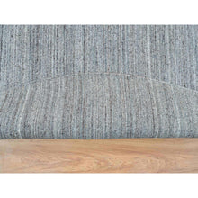 Load image into Gallery viewer, 10&#39;1&quot;x10&#39;1&quot; Arsenic Gray, Pure Wool Hand Loomed, Modern Striae Design, Soft Pile, Round Oriental Rug FWR393378