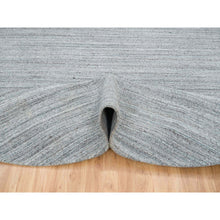 Load image into Gallery viewer, 10&#39;1&quot;x10&#39;1&quot; Arsenic Gray, Pure Wool Hand Loomed, Modern Striae Design, Soft Pile, Round Oriental Rug FWR393378