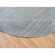 Load image into Gallery viewer, 10&#39;1&quot;x10&#39;1&quot; Arsenic Gray, Pure Wool Hand Loomed, Modern Striae Design, Soft Pile, Round Oriental Rug FWR393378