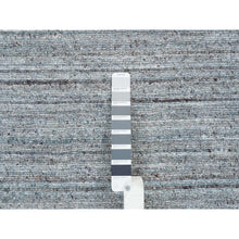 Load image into Gallery viewer, 10&#39;1&quot;x10&#39;1&quot; Arsenic Gray, Pure Wool Hand Loomed, Modern Striae Design, Soft Pile, Round Oriental Rug FWR393378