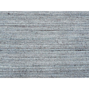 10'1"x10'1" Arsenic Gray, Pure Wool Hand Loomed, Modern Striae Design, Soft Pile, Round Oriental Rug FWR393378