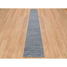 Load image into Gallery viewer, 2&#39;6&quot;x15&#39;10&quot; Arsenic Gray, Hand Loomed, Modern Striae Design, Pure Wool, Xl Runner Oriental Rug FWR393390