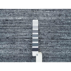 2'6"x15'10" Arsenic Gray, Hand Loomed, Modern Striae Design, Pure Wool, Xl Runner Oriental Rug FWR393390
