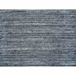 2'6"x15'10" Arsenic Gray, Hand Loomed, Modern Striae Design, Pure Wool, Xl Runner Oriental Rug FWR393390