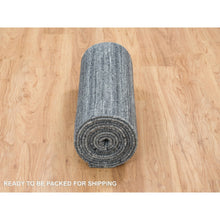 Load image into Gallery viewer, 2&#39;6&quot;x15&#39;10&quot; Arsenic Gray, Hand Loomed, Modern Striae Design, Pure Wool, Xl Runner Oriental Rug FWR393390