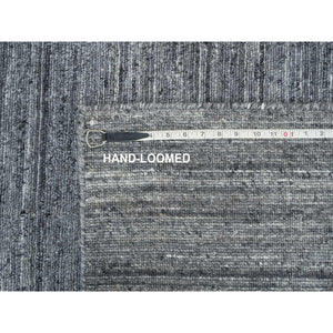 2'6"x15'10" Arsenic Gray, Hand Loomed, Modern Striae Design, Pure Wool, Xl Runner Oriental Rug FWR393390