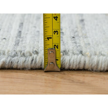 Load image into Gallery viewer, 2&#39;8&quot;x14&#39; Ivory, Plain Modern Striae Design, Soft And Vibrant Pile, Organic Wool, Hand Loomed, Runner Oriental Rug FWR393414