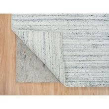 Load image into Gallery viewer, 2&#39;8&quot;x13&#39;10&quot; Ivory, Pure Wool, Vegetable Dyes, Hand Loomed, Plain Modern Striae Design, Runner Soft Pile, Oriental Rug FWR393420