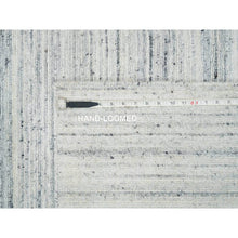 Load image into Gallery viewer, 2&#39;8&quot;x13&#39;10&quot; Ivory, Pure Wool, Vegetable Dyes, Hand Loomed, Plain Modern Striae Design, Runner Soft Pile, Oriental Rug FWR393420