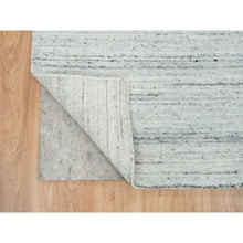 Load image into Gallery viewer, 2&#39;5&quot;x15&#39;9&quot; Ivory, Soft Pile, Plain Modern Striae Design, Pure Wool, Hand Loomed, Runner Oriental Rug FWR393426