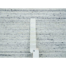 Load image into Gallery viewer, 2&#39;5&quot;x15&#39;9&quot; Ivory, Soft Pile, Plain Modern Striae Design, Pure Wool, Hand Loomed, Runner Oriental Rug FWR393426