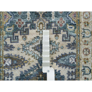 2'6"x9'10" Ivory Soft Tones, Extra Soft Wool, Hand Knotted Reimagined Persian Viss Design, Soft & Vibrant Pile, Runner, Oriental Rug FWR393438