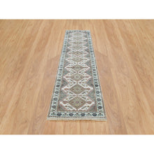 Load image into Gallery viewer, 2&#39;7&quot;x9&#39;9&quot; Ivory, Natural Wool, Shiraz Reimagined Unique Flower Rosettes Border Design, Runner, Hand Knotted, Sustainable Oriental Rug FWR393444