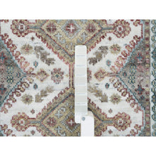 Load image into Gallery viewer, 2&#39;7&quot;x9&#39;9&quot; Ivory, Natural Wool, Shiraz Reimagined Unique Flower Rosettes Border Design, Runner, Hand Knotted, Sustainable Oriental Rug FWR393444