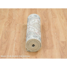 Load image into Gallery viewer, 2&#39;7&quot;x9&#39;9&quot; Ivory, Natural Wool, Shiraz Reimagined Unique Flower Rosettes Border Design, Runner, Hand Knotted, Sustainable Oriental Rug FWR393444